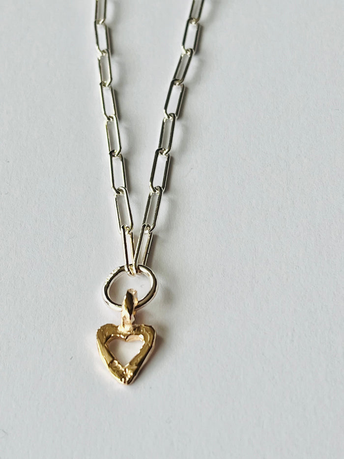 Gold Open Heart Trace Necklace