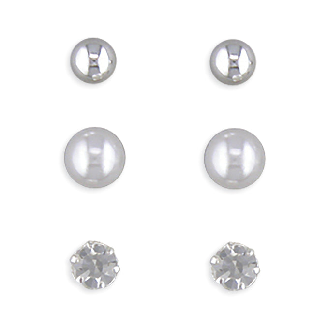 Set Of 3 Classic Stud Earrings