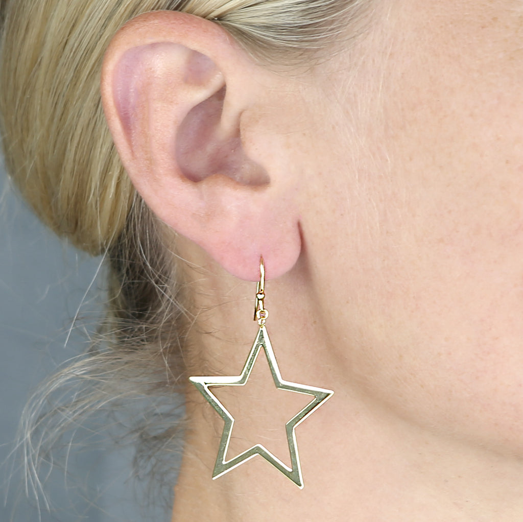Large Gold Plated Star Earrings