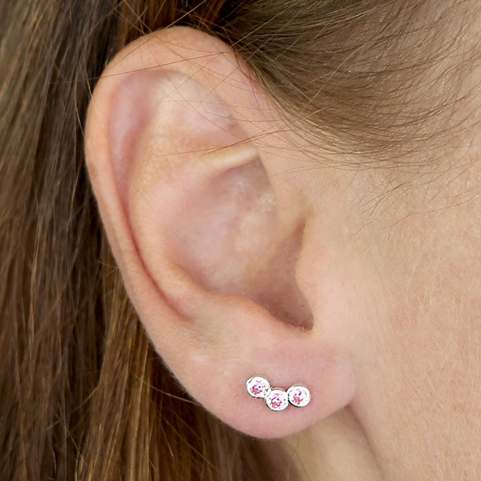 Triple Pink Stud Earrings