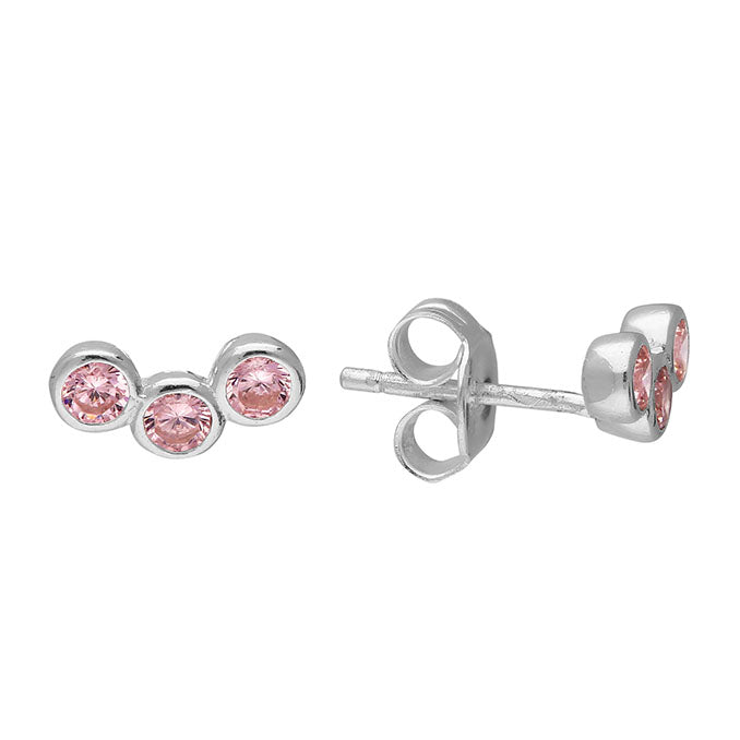 Triple Pink Stud Earrings