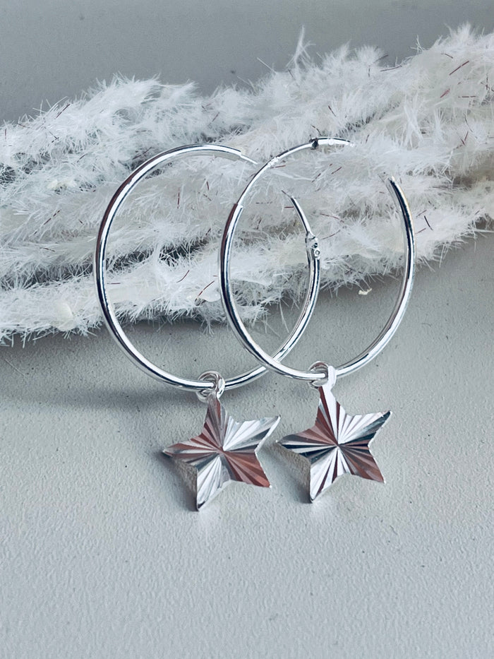 Sparkle Star Hoop Earrings