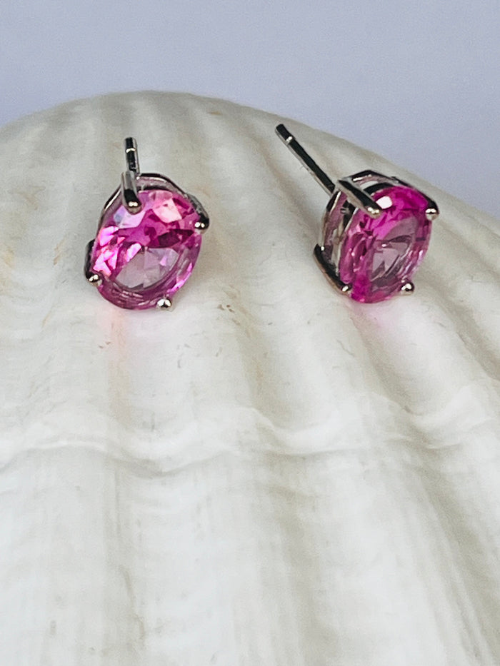 Pink Topaz Stud Earrings