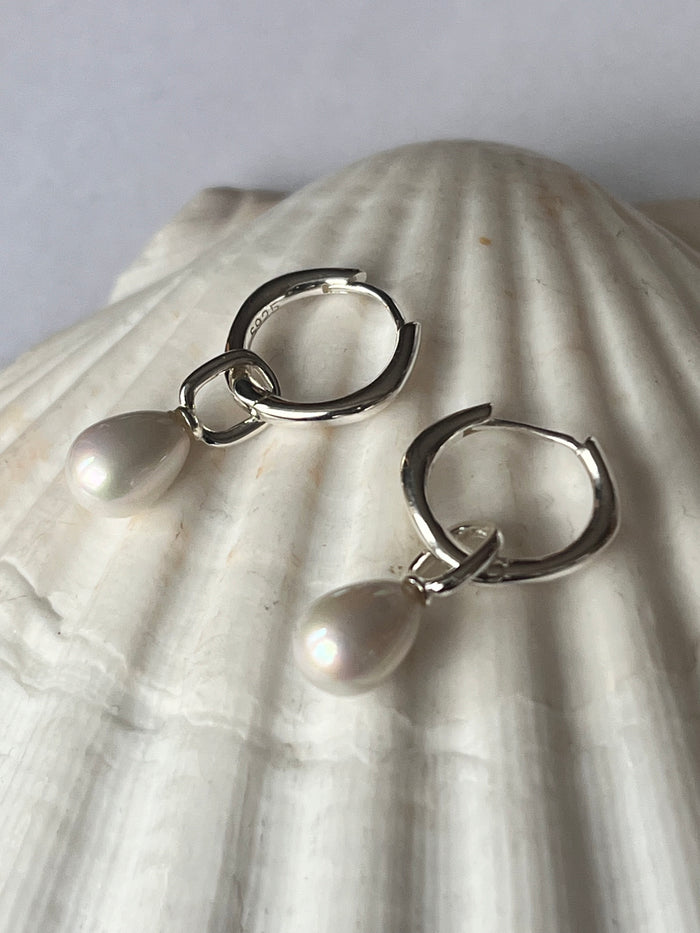 Pearl Huggie Earrings