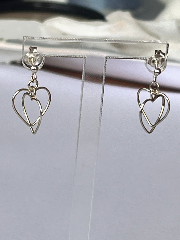 3D Heart Drop Earrings