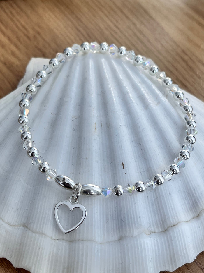 Crystal and Silver Bead Bracelet