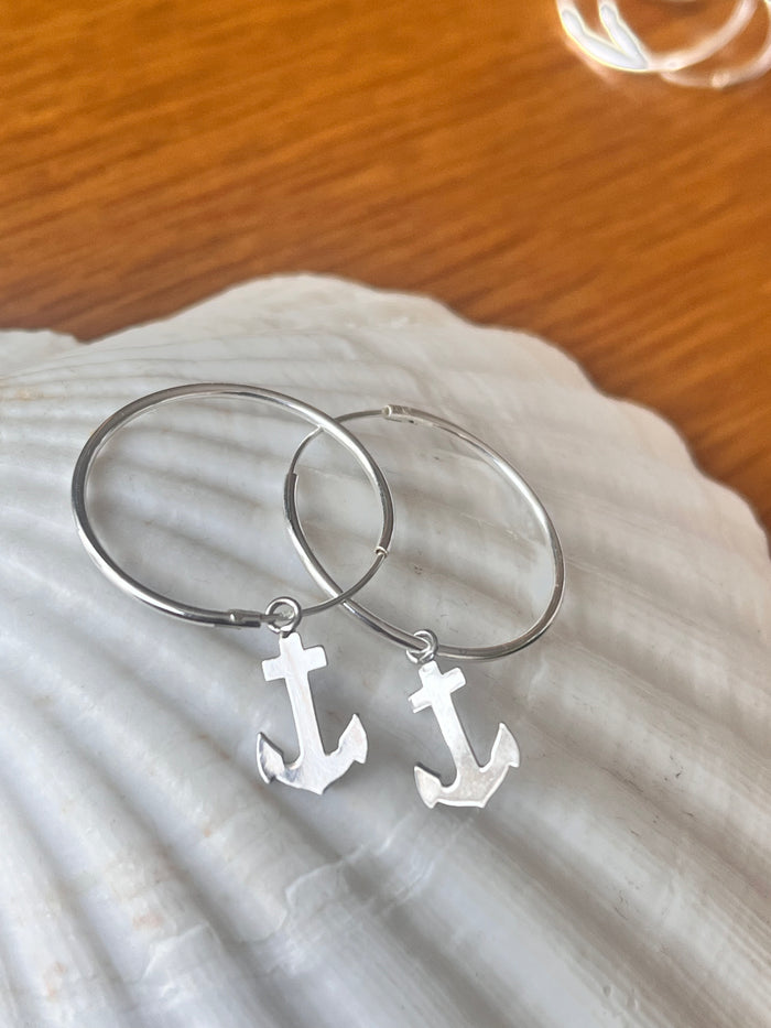 Anchor Hoop Earrings