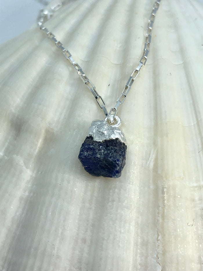 Sapphire Raw Crystal Necklace