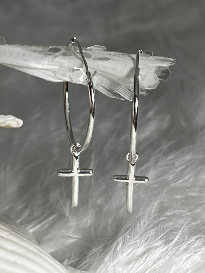 Cross Hoop Earrings