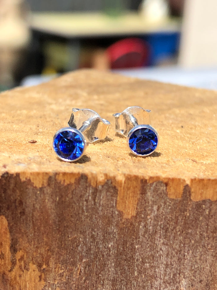Birthstone September Sapphire Crystal Stud Earrings